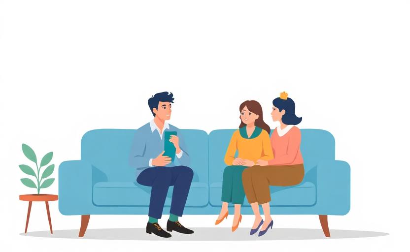 Psicólogo conversando com pais em encontro de orientação parental