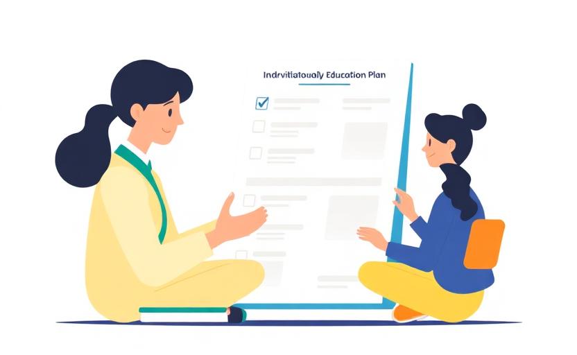 Profissional e professora planejando um Plano Educacional Individualizado